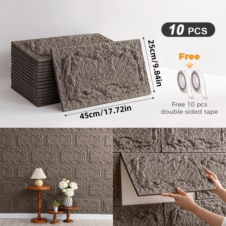 CHEE LYEE 3D Self-Adhesive Stone Wall Panels for Indoor Decor