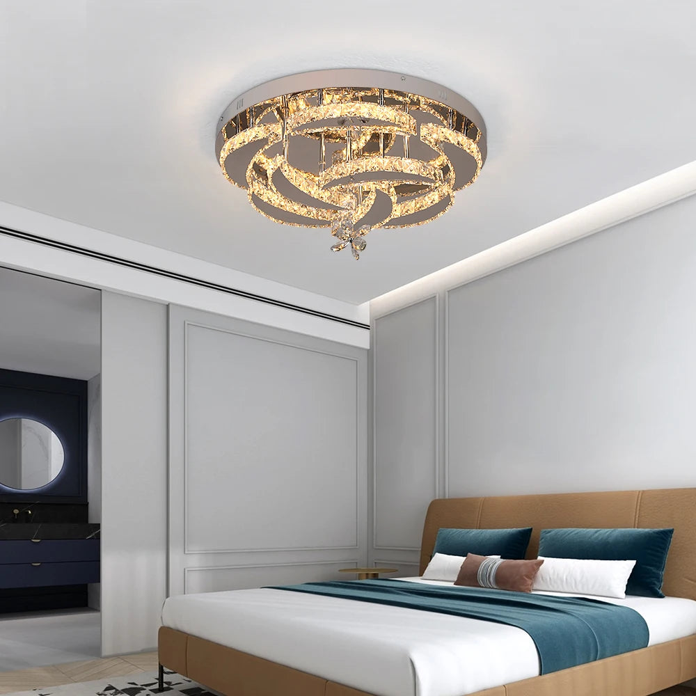GreeLustr Crystal Led Pendant Chandelier Ceiling Light For Living Room