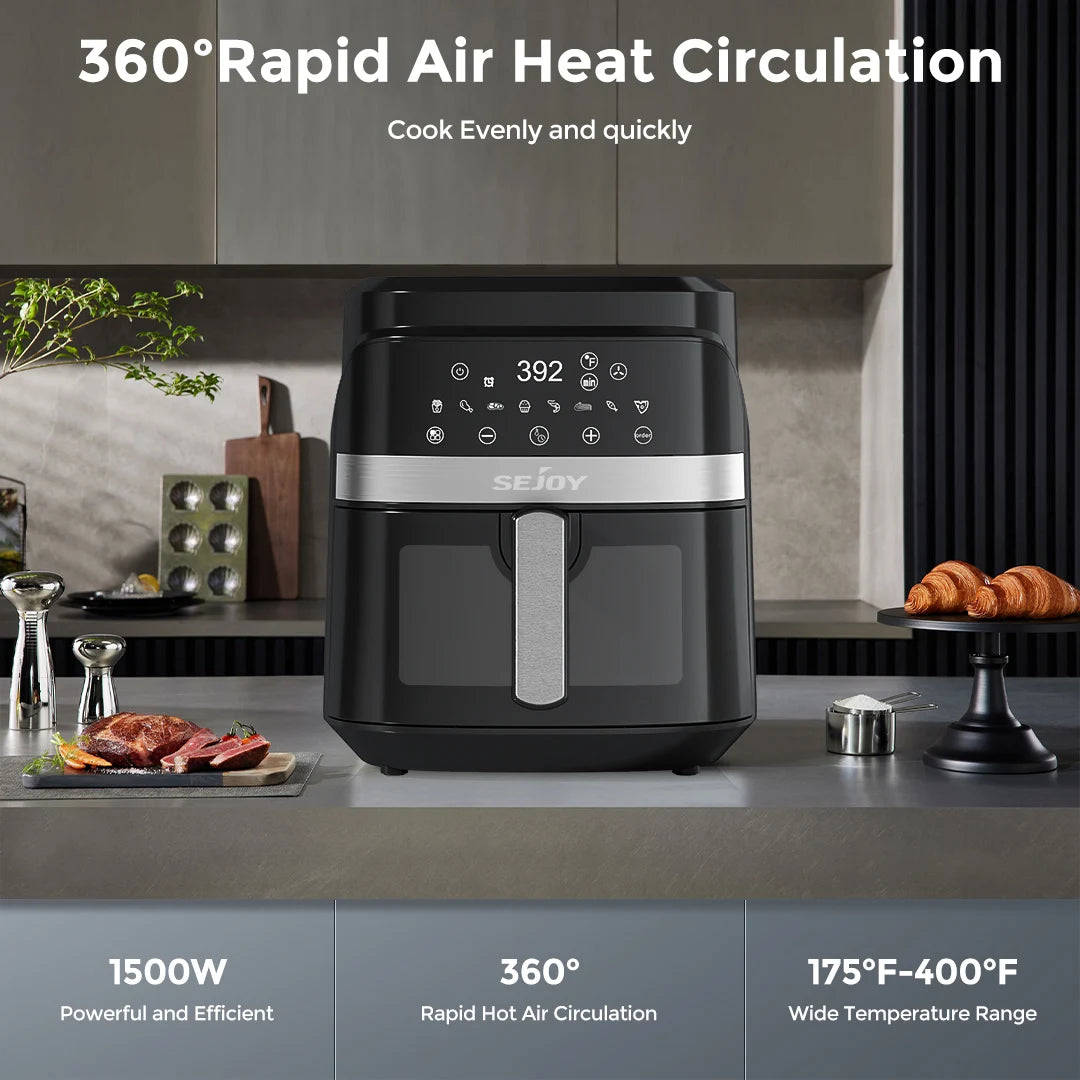 SEJOY 8 In 1 Air Fryer 6 Quart Electric Oven Oilless Cooker