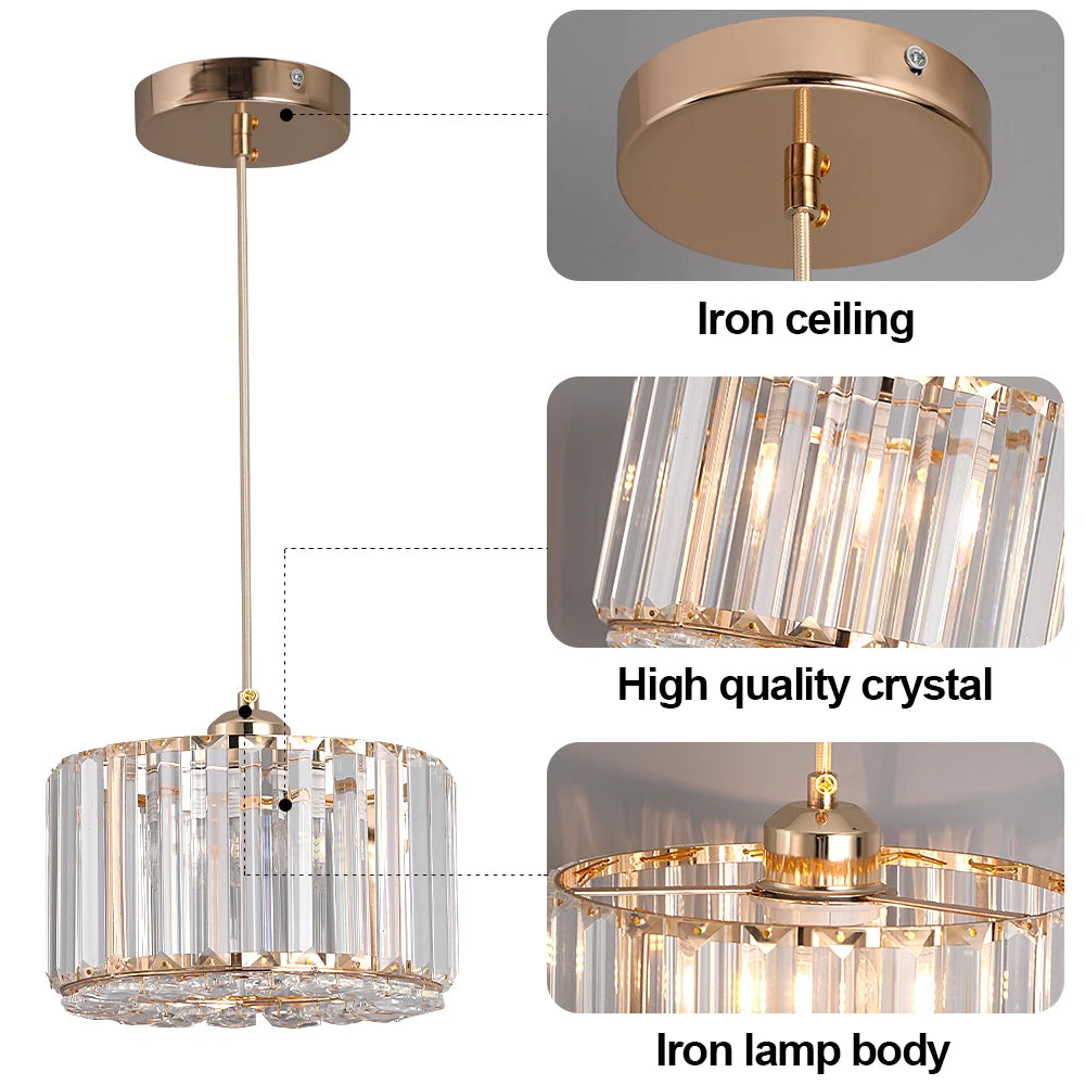 GreeLustr LED Modern Pendant Light Crystal Chandelier Ceiling Lamp