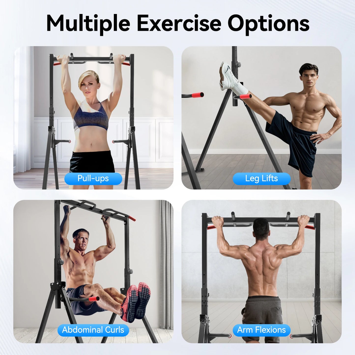 Adjustable Pull Up Bar 200kg Load Foldable Home Gym Station