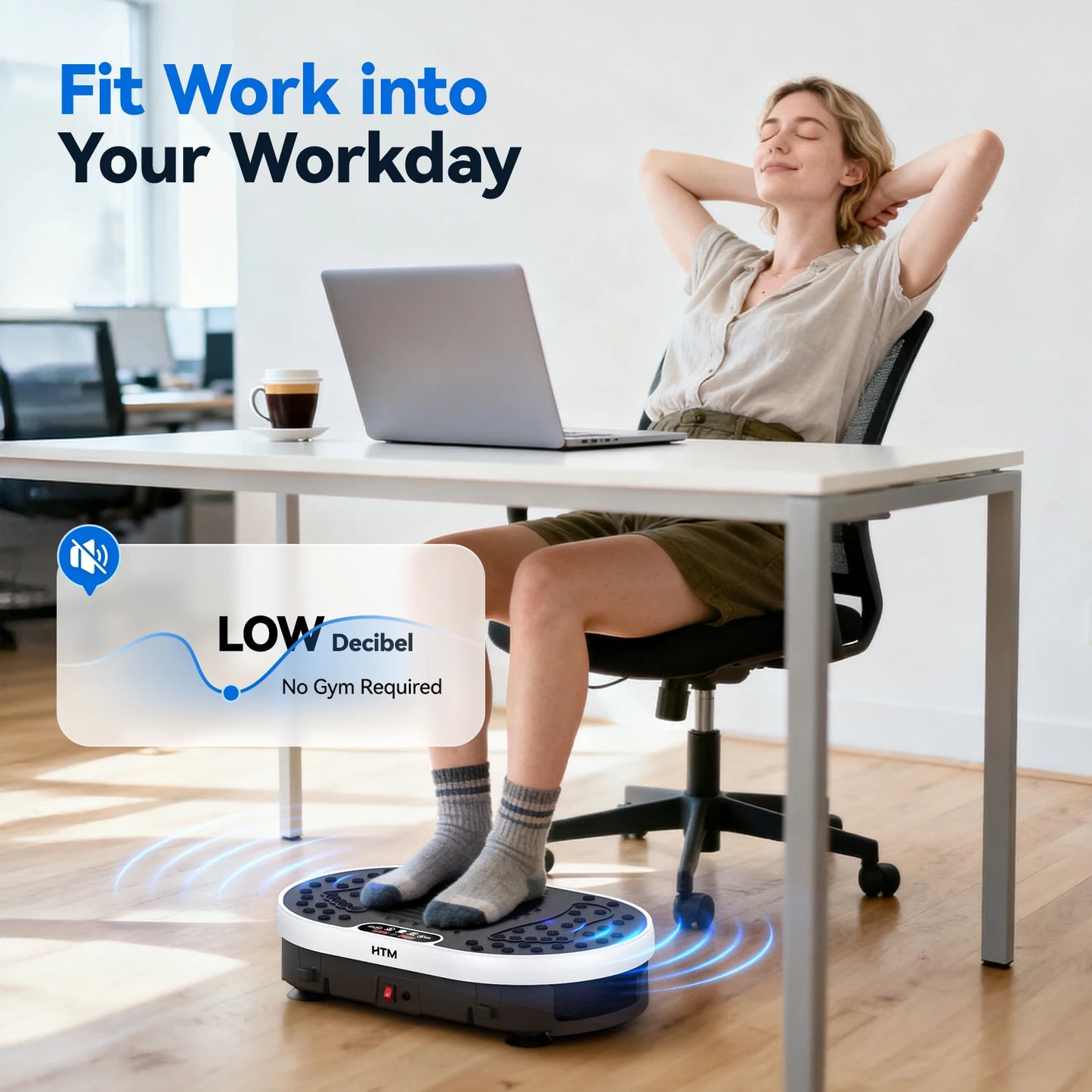HTMM Vibration Plate High Frequency Fitness Platform With 9 Programs