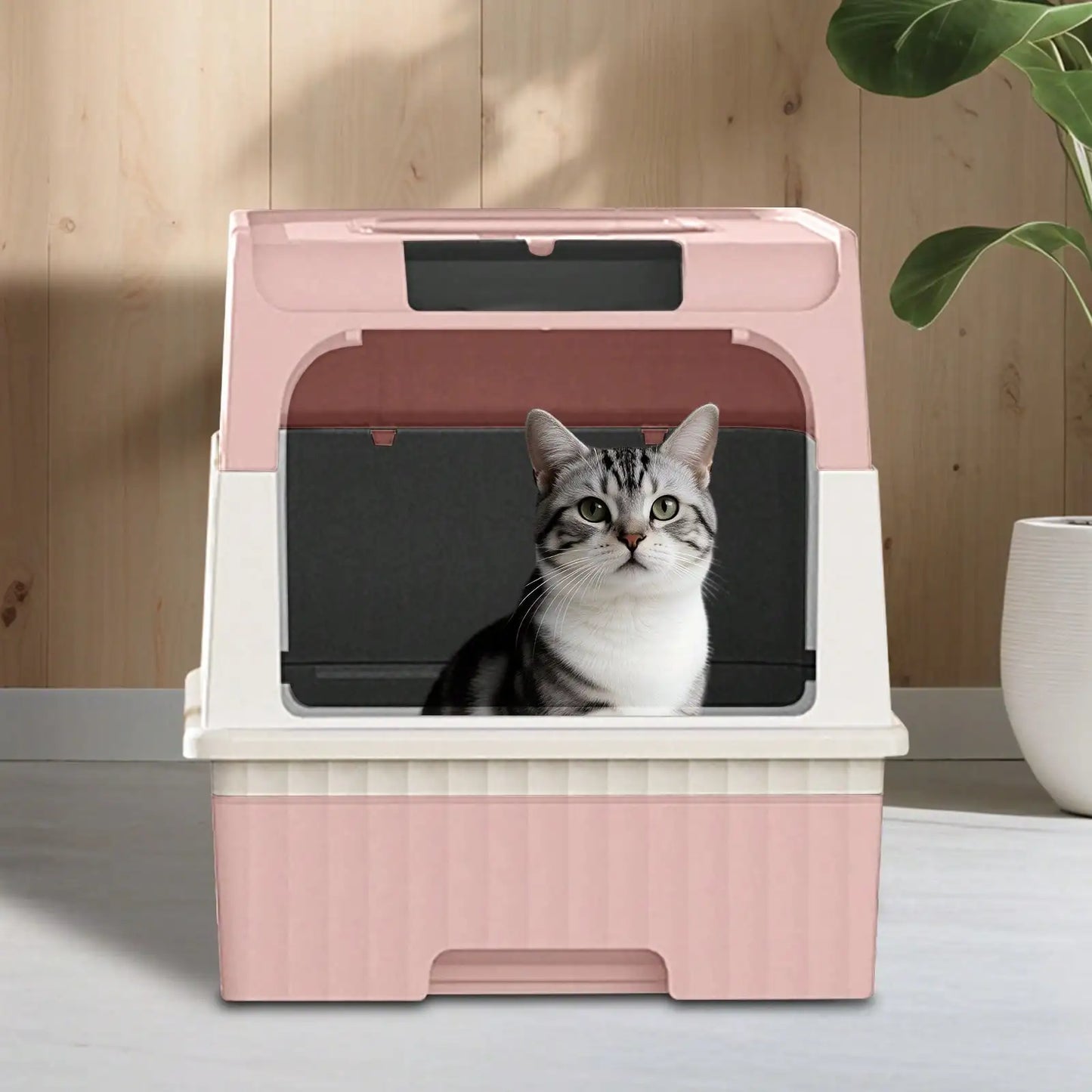 Enclosed Litter Tray - Sifting Scoop Kit, Pet Hygiene Box, Easy Clean Cat Accessories |   Apartment Bedroom Bathroom Living Room For Apartment Bedroom Bathroom Living Room