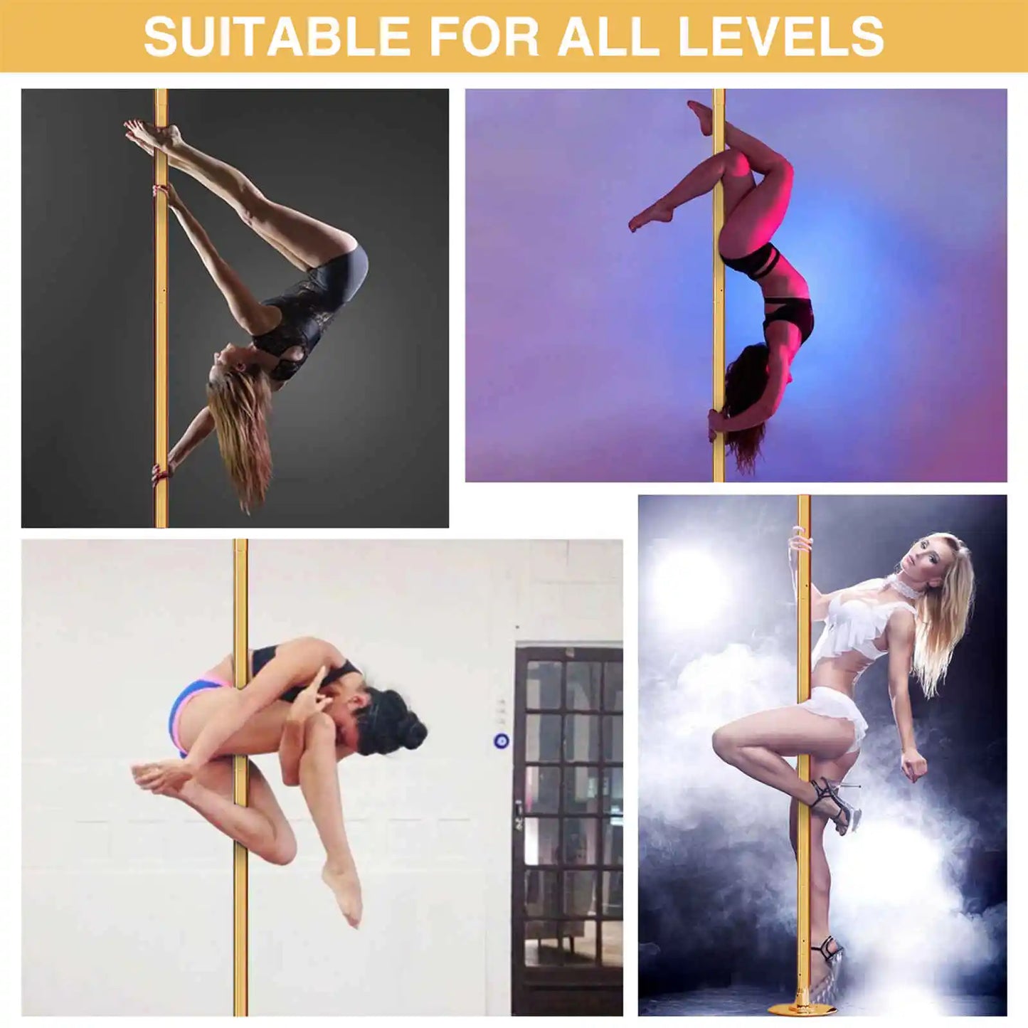 Adjustable Dance Pole Spinning Static Mode Heavy Duty Steel
