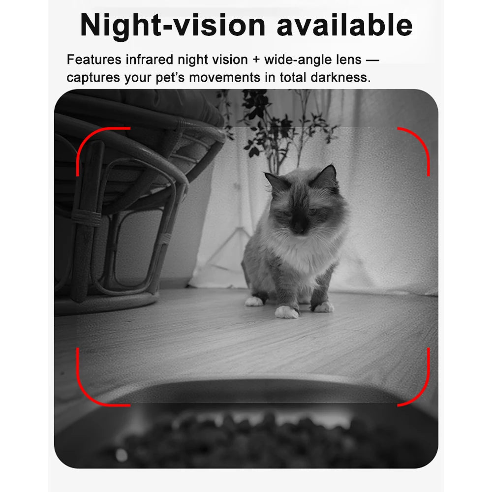 Nityers Automatic Cat Feeder With HD Camera 2.4G WiFi Night Vision Tuya APP
