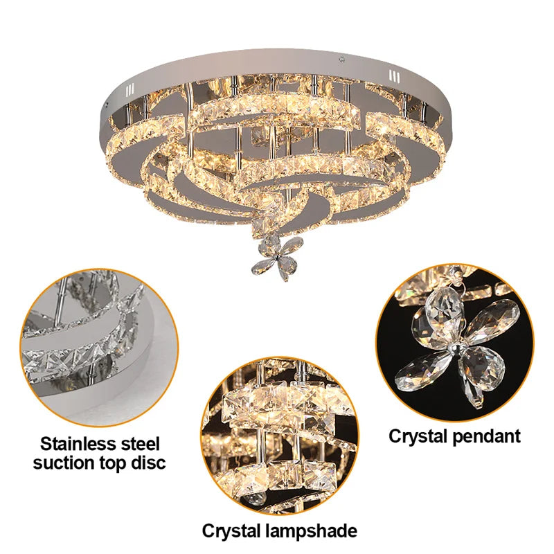 GreeLustr Crystal Led Pendant Chandelier Ceiling Light For Living Room