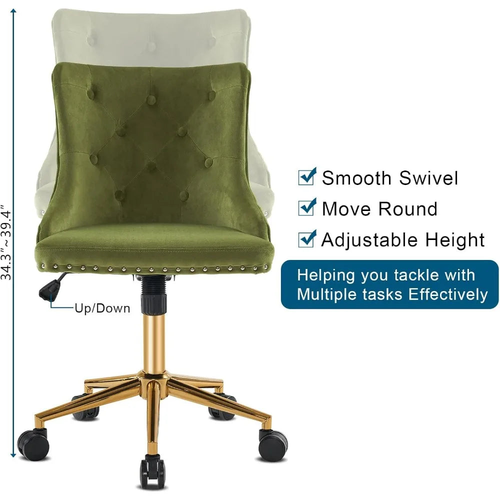 VINGLI Velvet Office Desk Chair Armless Vanity
