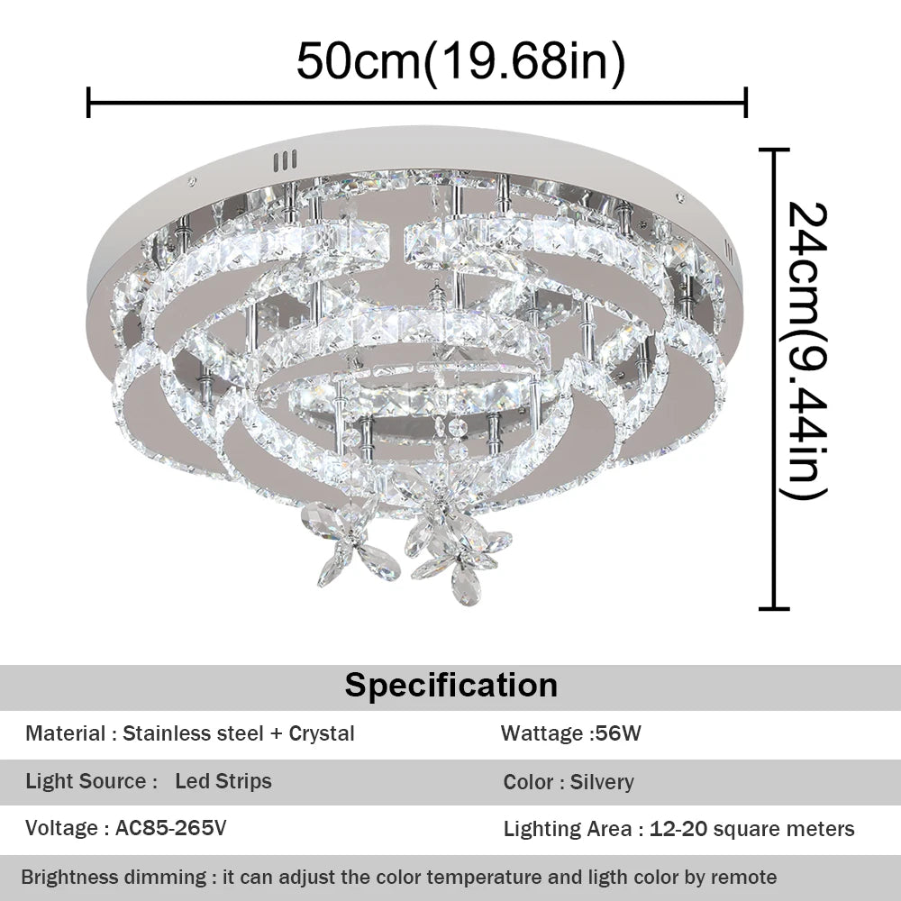 GreeLustr Crystal Led Pendant Chandelier Ceiling Light For Living Room