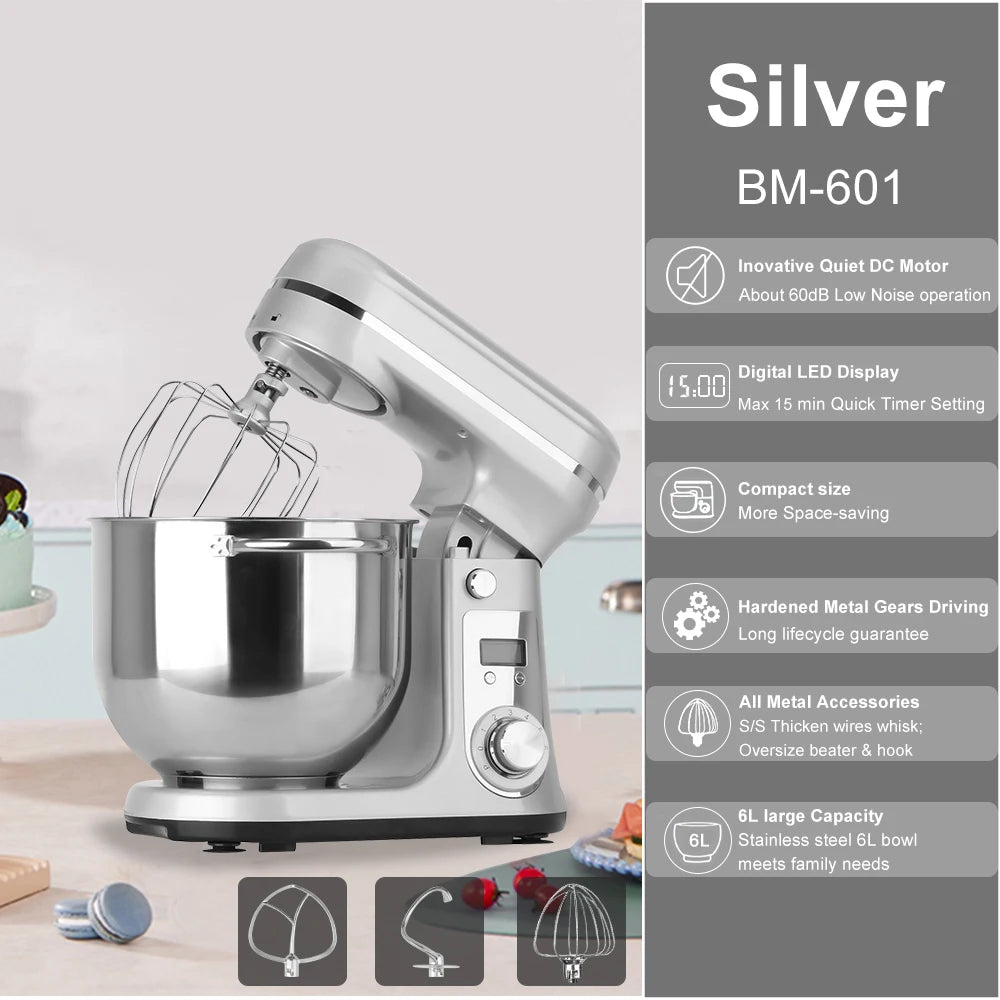 Biolomix Kitchen Stand Mixer With Dough Hook And Wire Whip