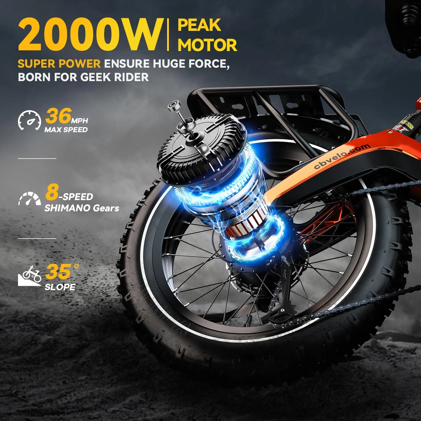 CYBERVELO Fat Tire 2000W Foldable E Bike Removable 48V EK6