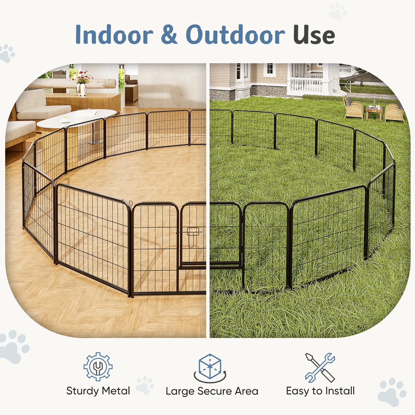 JHK Foldable Dog Playpen Fence For Yard Outdoor Use