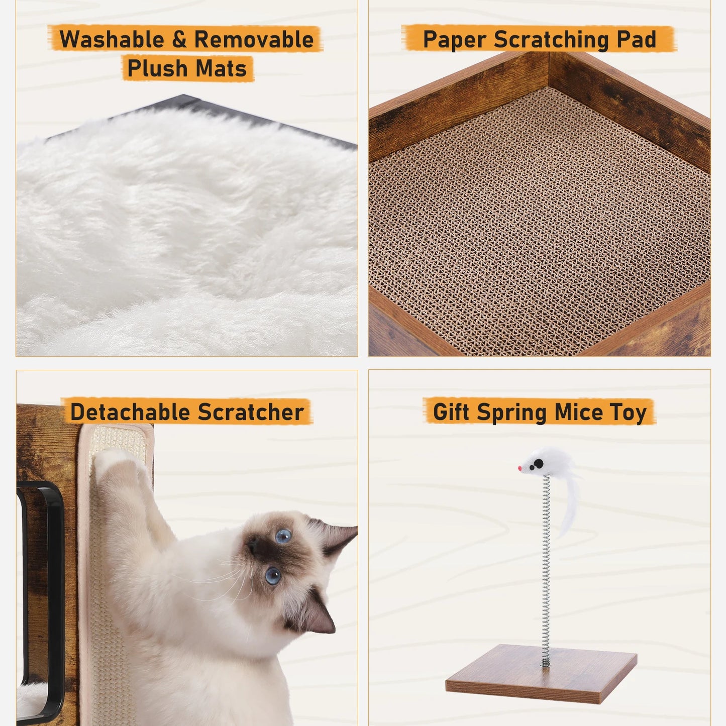 PAWZ Road Wood Cat Condo House With Scratching Pad