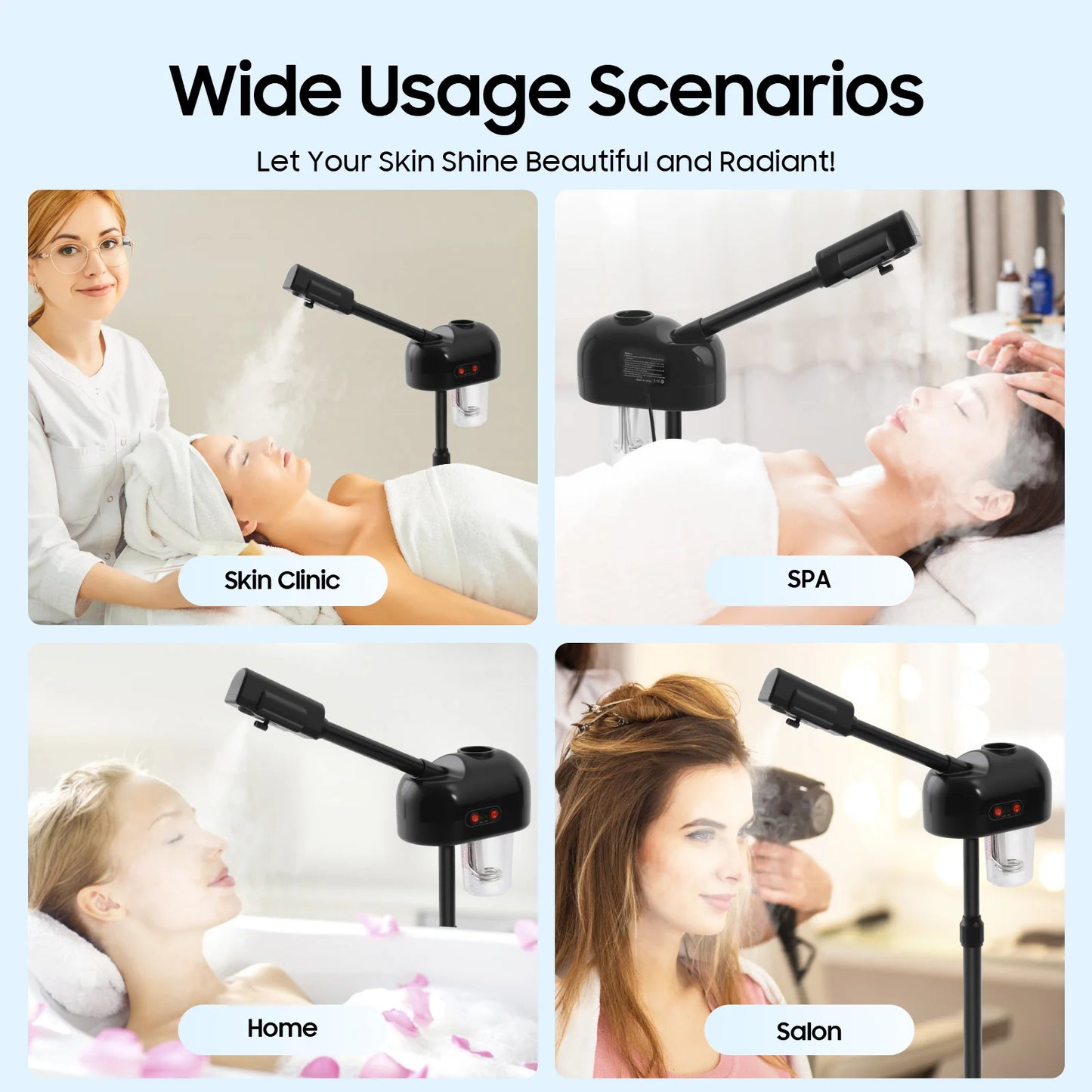 Bymaocar 800W Facial Steamer 360 Degree Skin Care Equipment