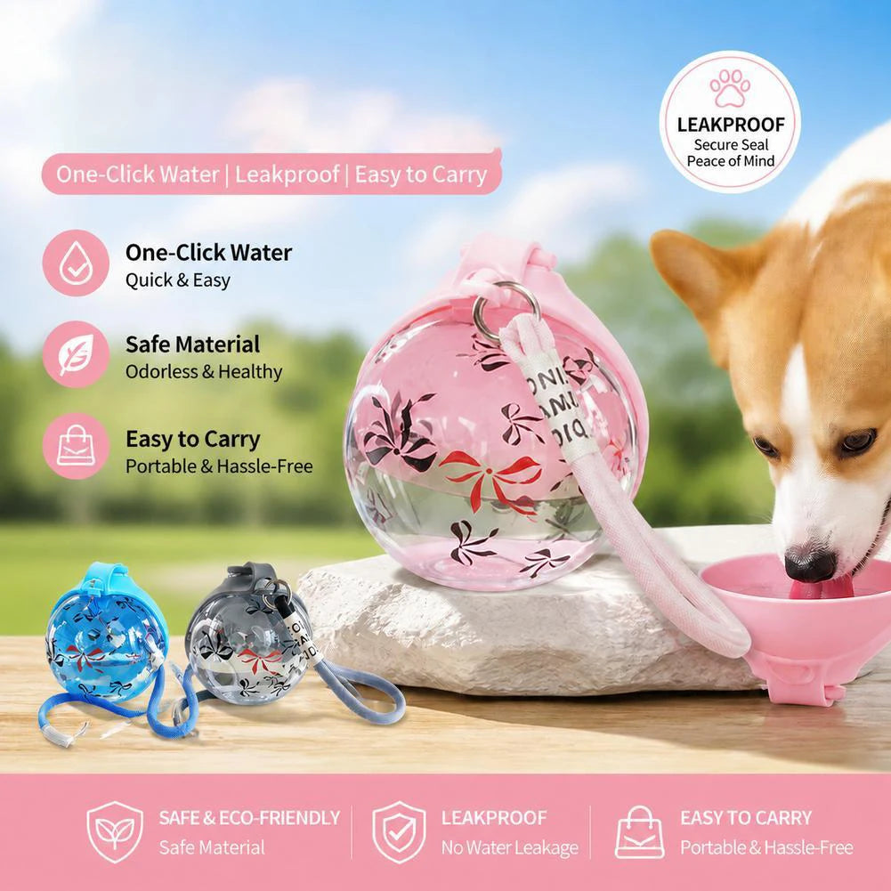 2-In-1 Portable Dog Water Bottle With Lanyard Hook