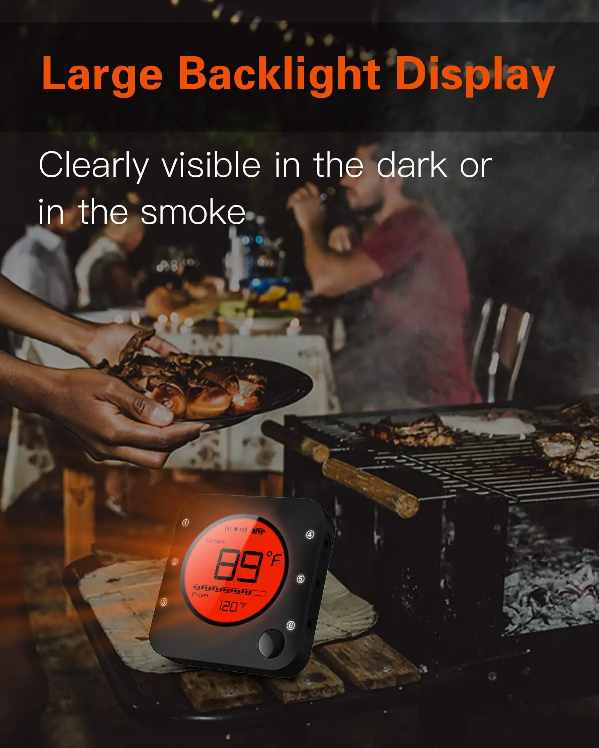 Wireless Meat Thermometer With 6 Probes Bluetooth 5.2 Large LCD