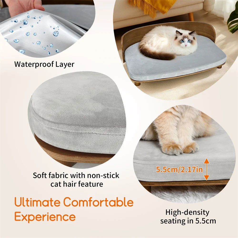 BORWART CN Wooden Elevated Pet Sofa For Dogs With Cushion