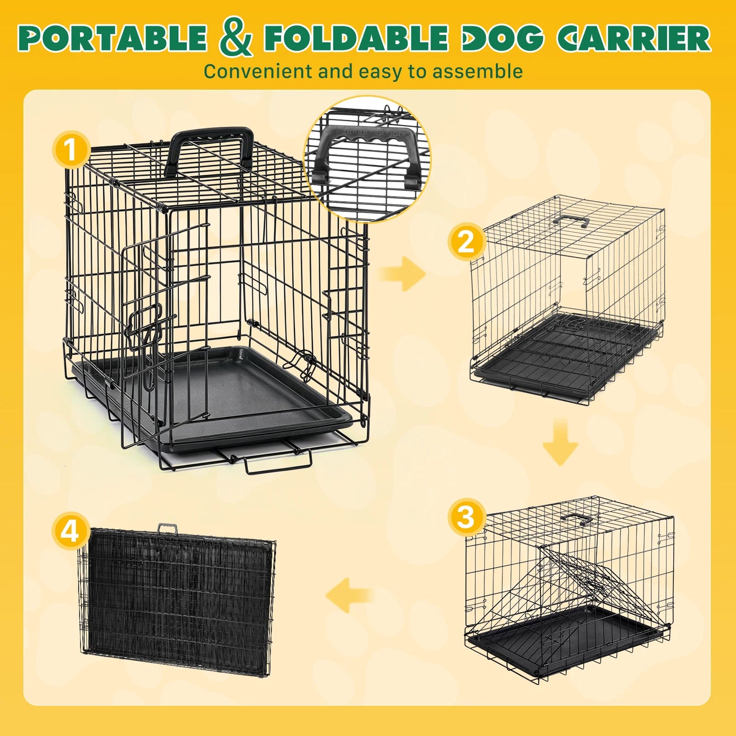 JHK Dog Crate Metal Pet Kennel With Secure Lock Durable