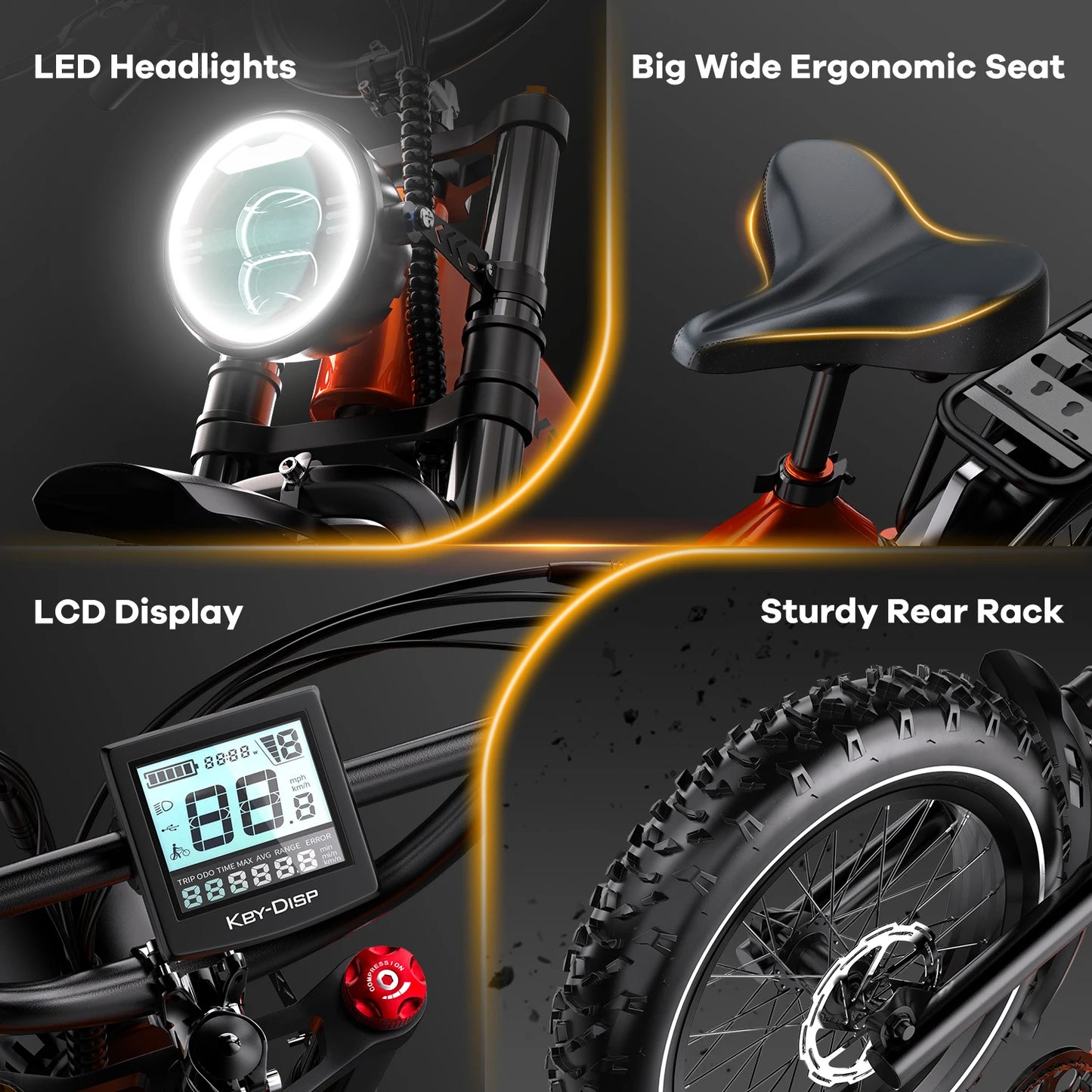 CYBERVELO Fat Tire 2000W Foldable E Bike Removable 48V EK6