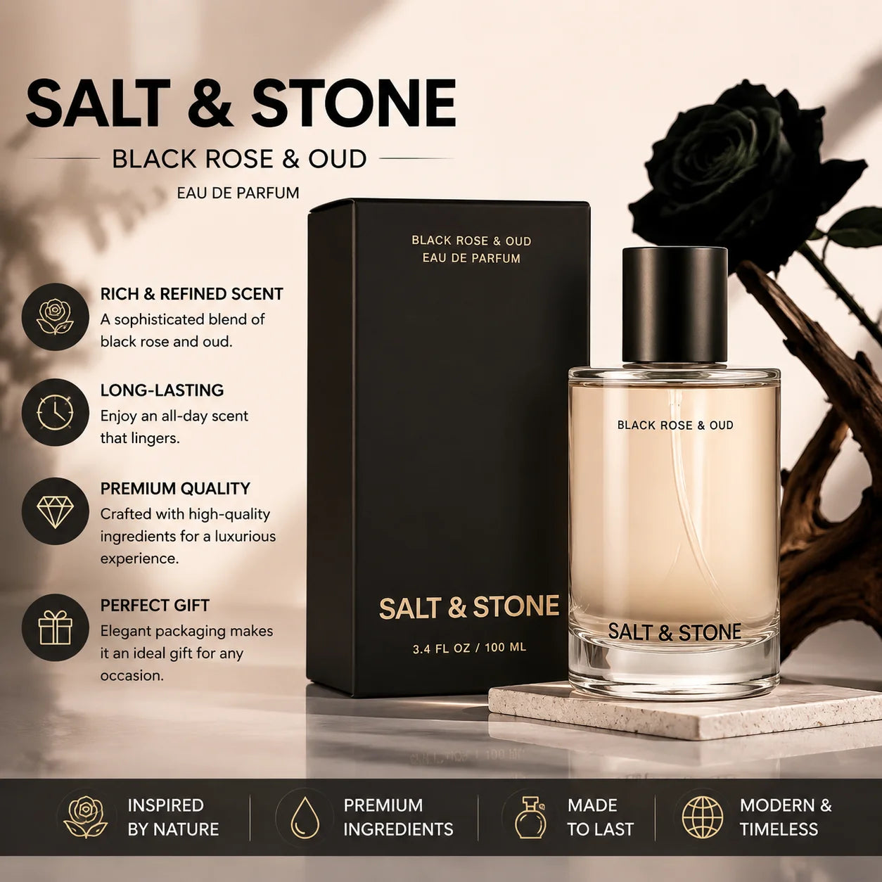 Salt And Stone Rose Noire Oud Body Mist Unisex Fragrance