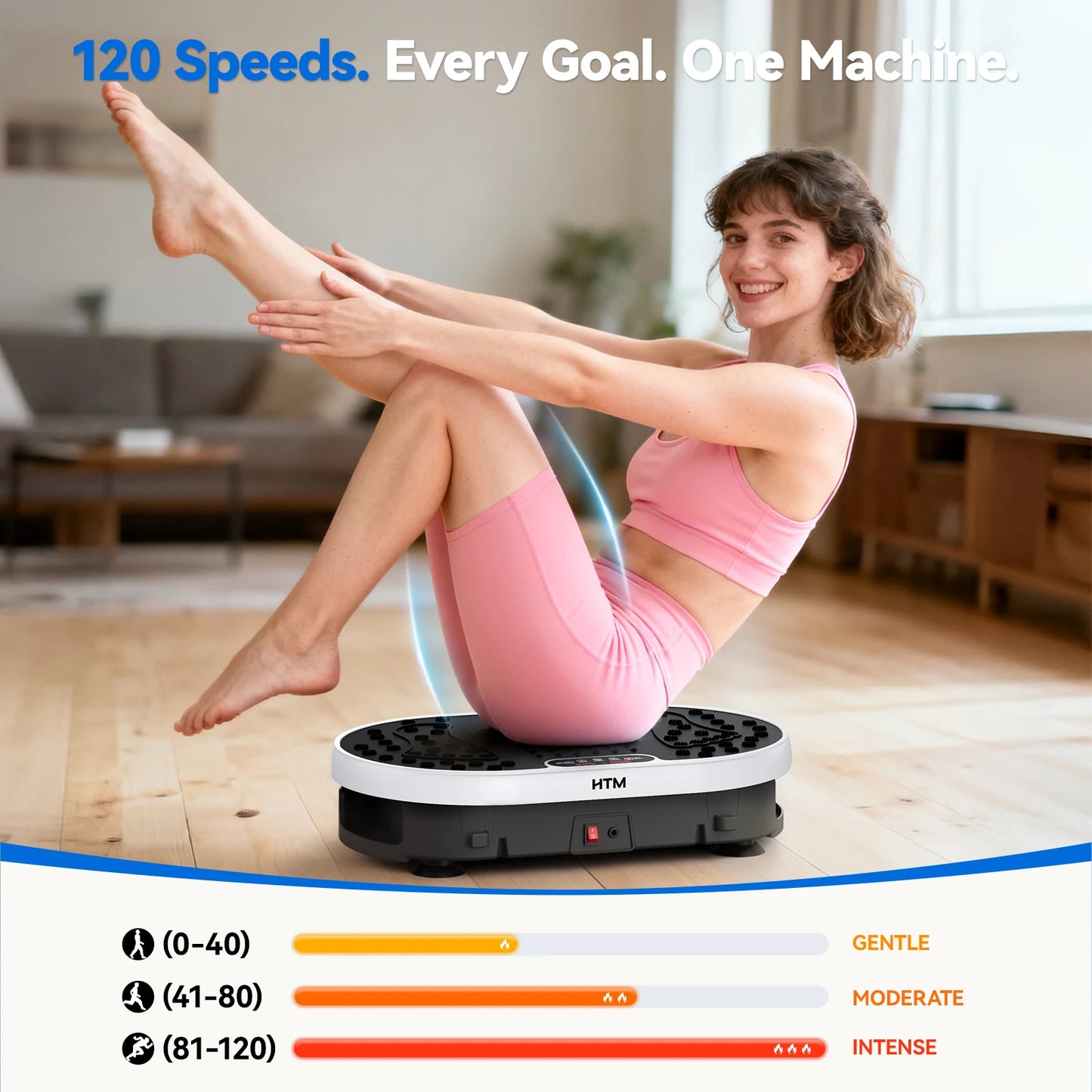 HTMM Vibration Plate High Frequency Fitness Platform With 9 Programs