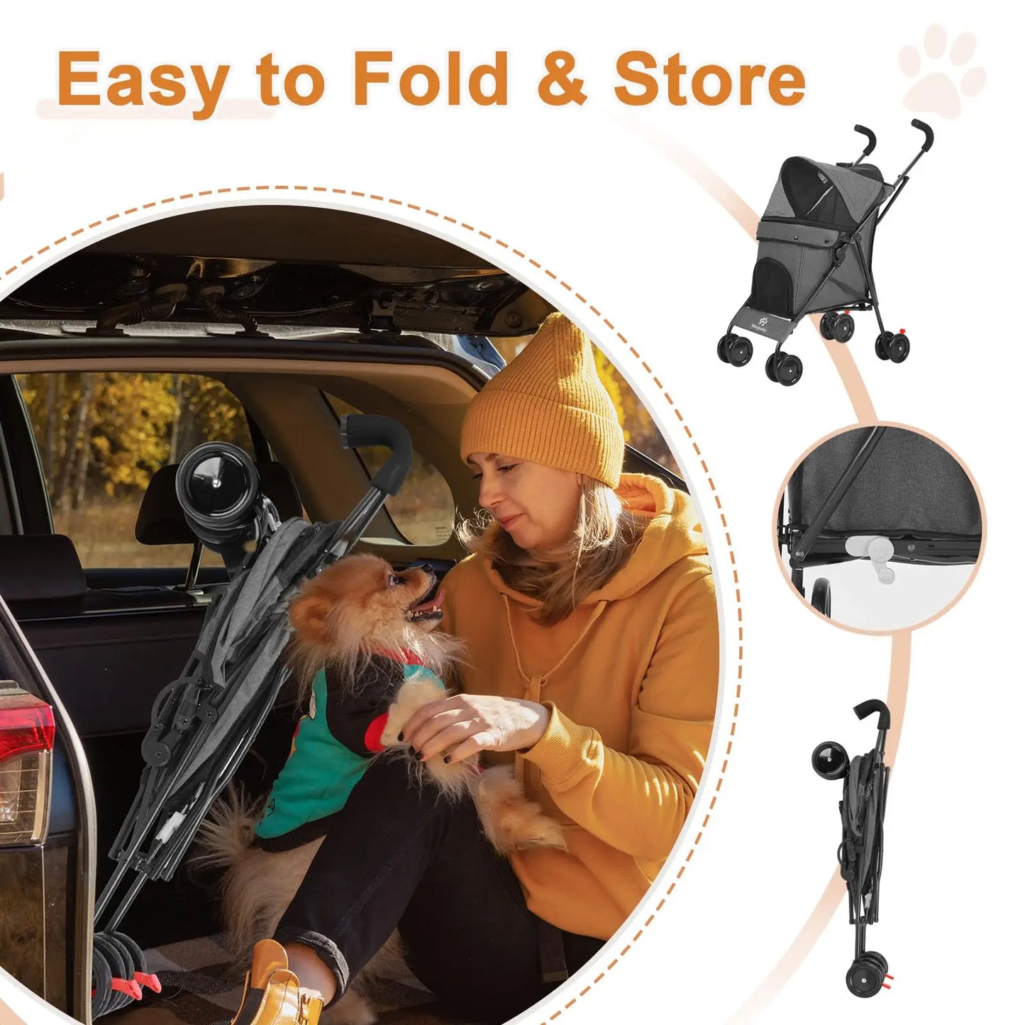 Travel Portable Dog Stroller Up To 33 Lbs For Pets
