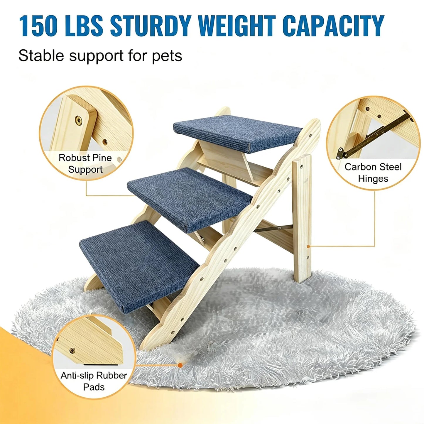 DishyKooker 2in1 Wooden Pet Stairs and Folding Ramp