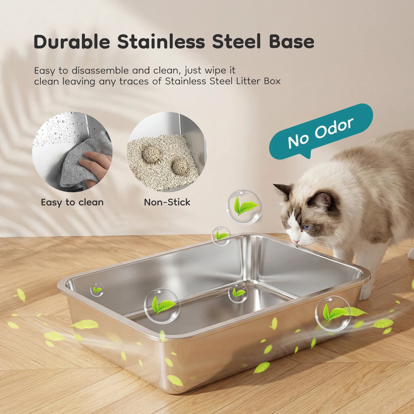 Stainless Steel Cat Litter Box Fully Enclosed For Large Cats