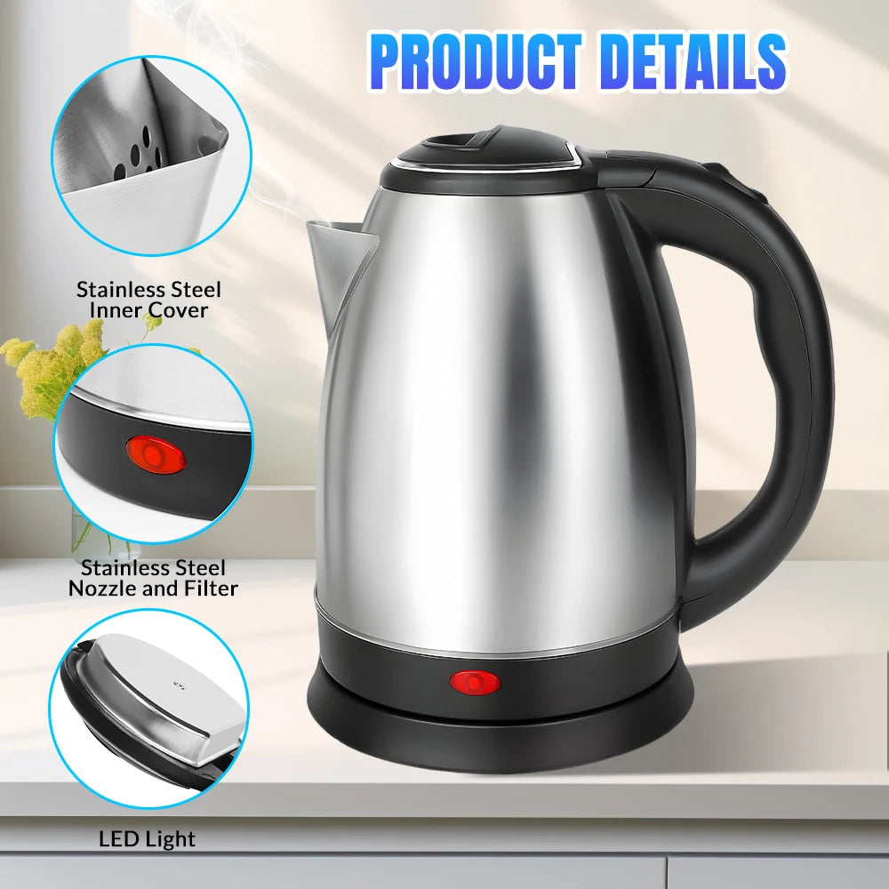 Stainless Steel Electric Kettle Auto Shut Off 360 Degree Base