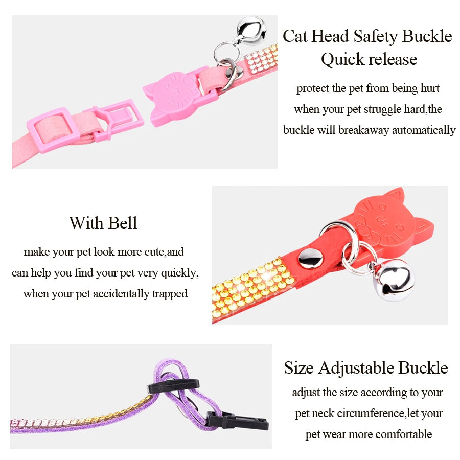 Cat Collar Rhinestone Breakaway Quick Release Safe Kitten
