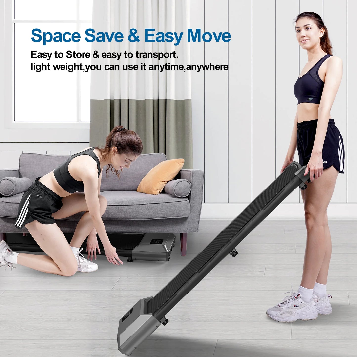 2 In 1 Walking Pad Mini Treadmill Under Desk For Home Office LCD Screen 250 Lbs