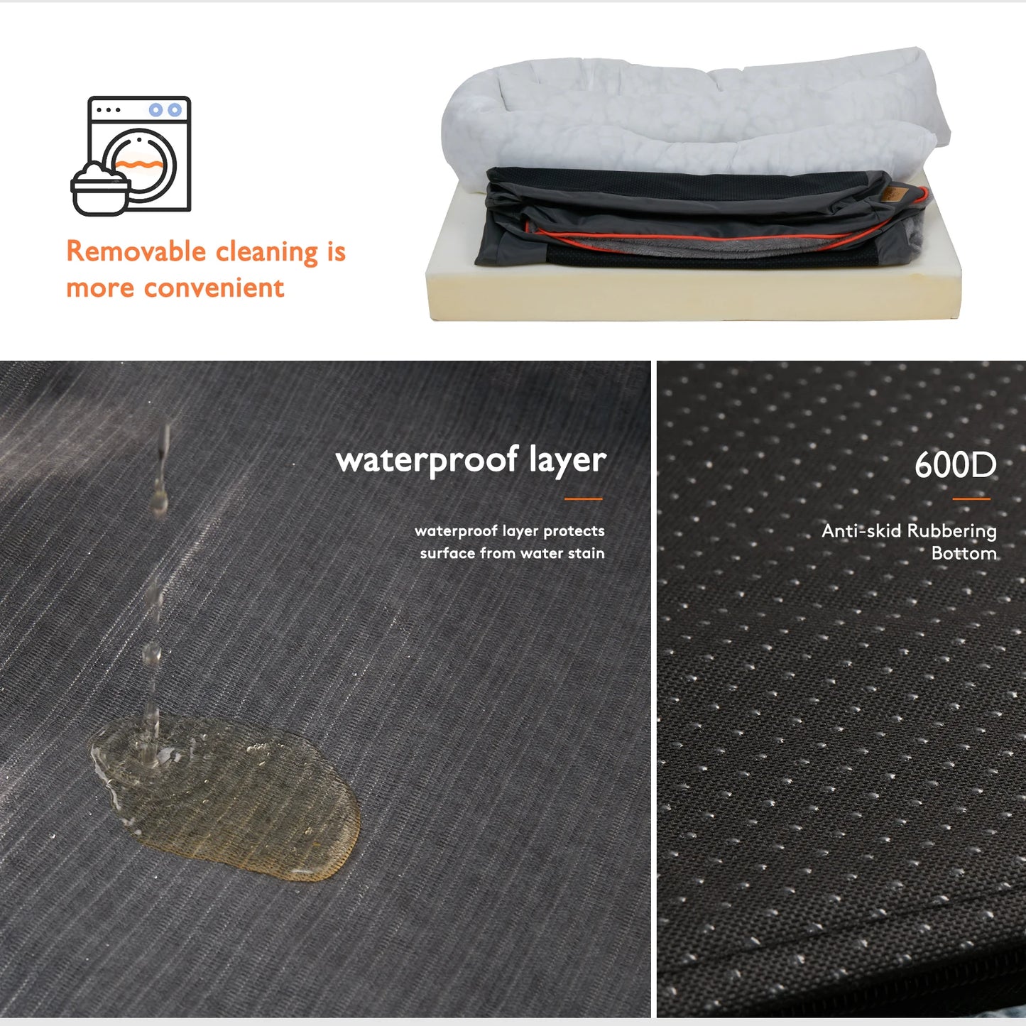 BINGOPAW Orthopedic Memory Foam Dog Bed Bolstered Couch Waterproof