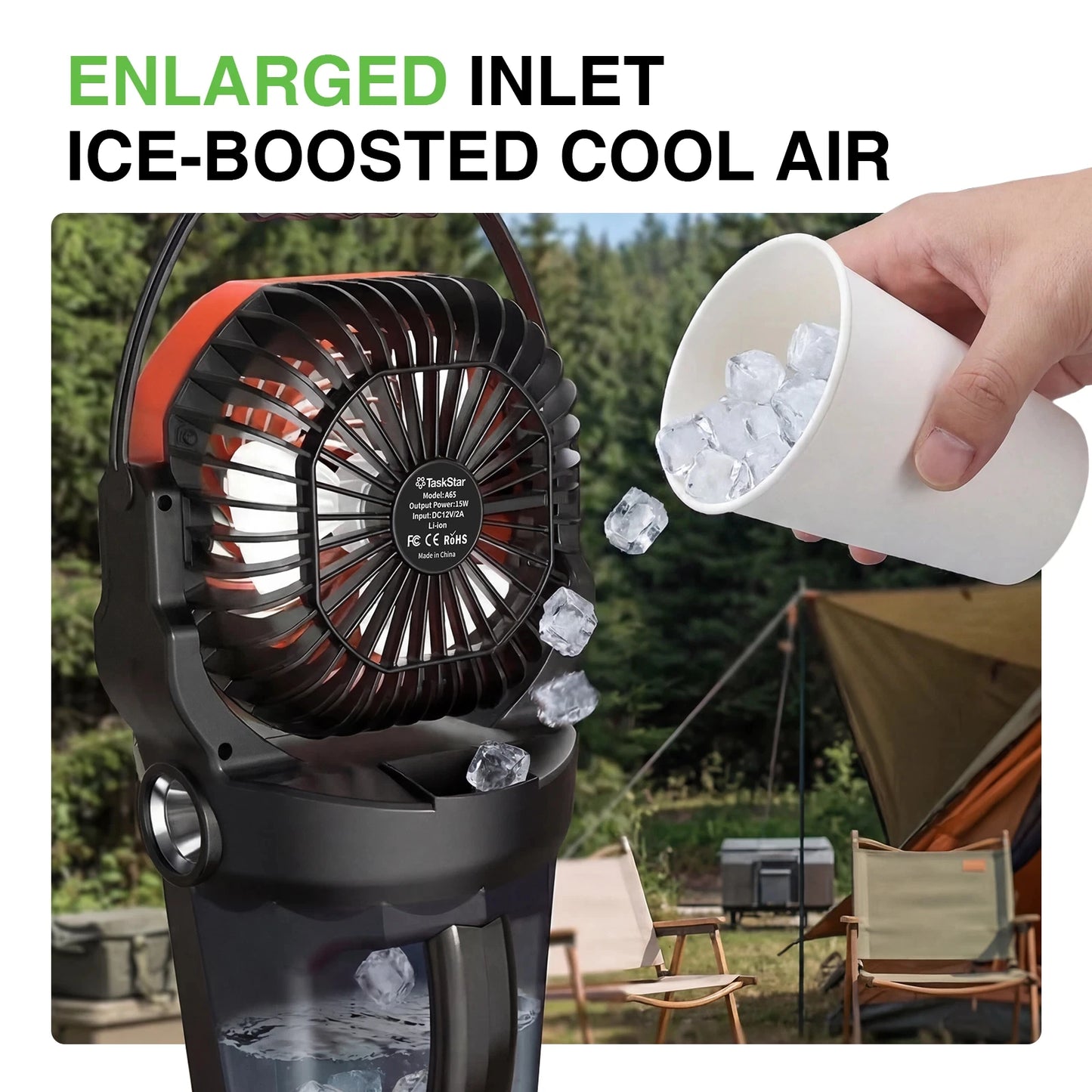 Portable Misting Fan With 3 Nozzles RGB Light Remote Control