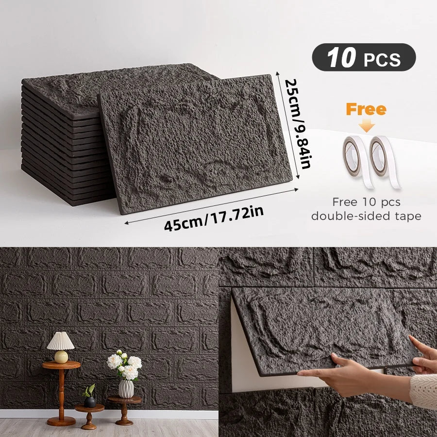 CHEE LYEE 3D Self-Adhesive Stone Wall Panels for Indoor Decor