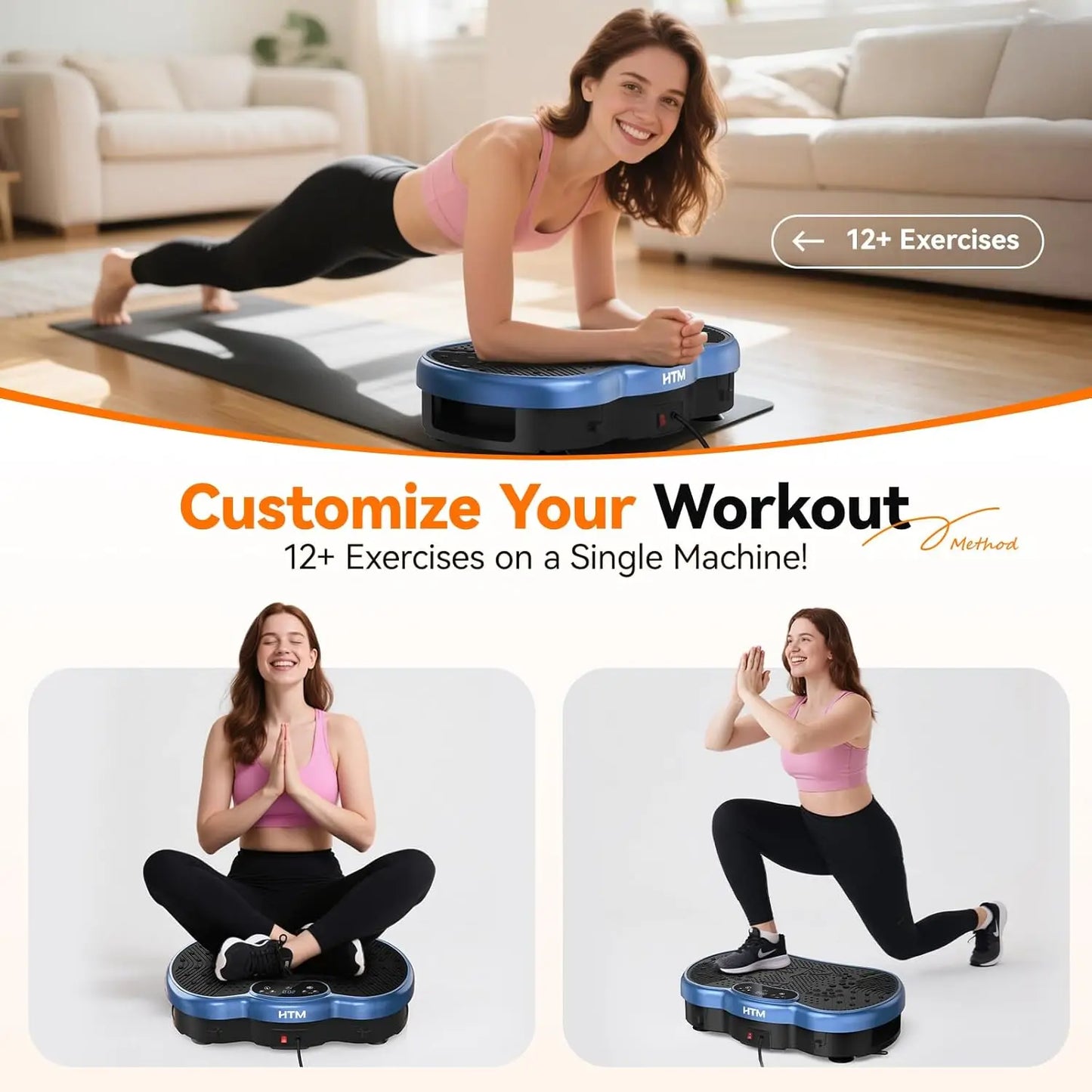 HTMM Fitness Vibration Plate Whole Body Exercise Machine With 120 Speed Levels