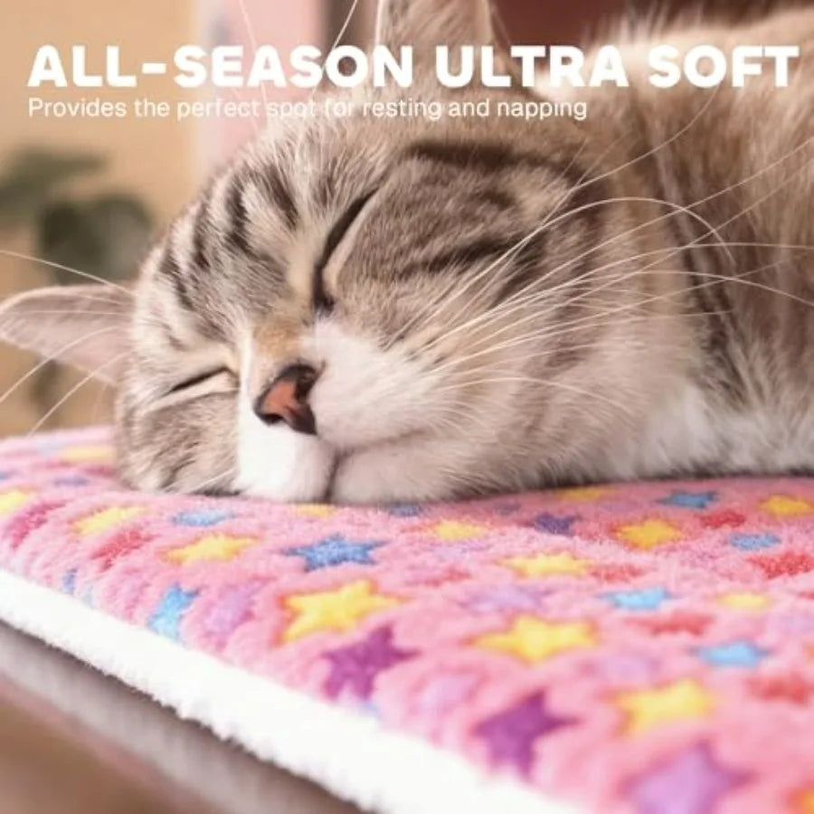 Ultra Soft Pet Bed Crate Pad With Star Print Fleece