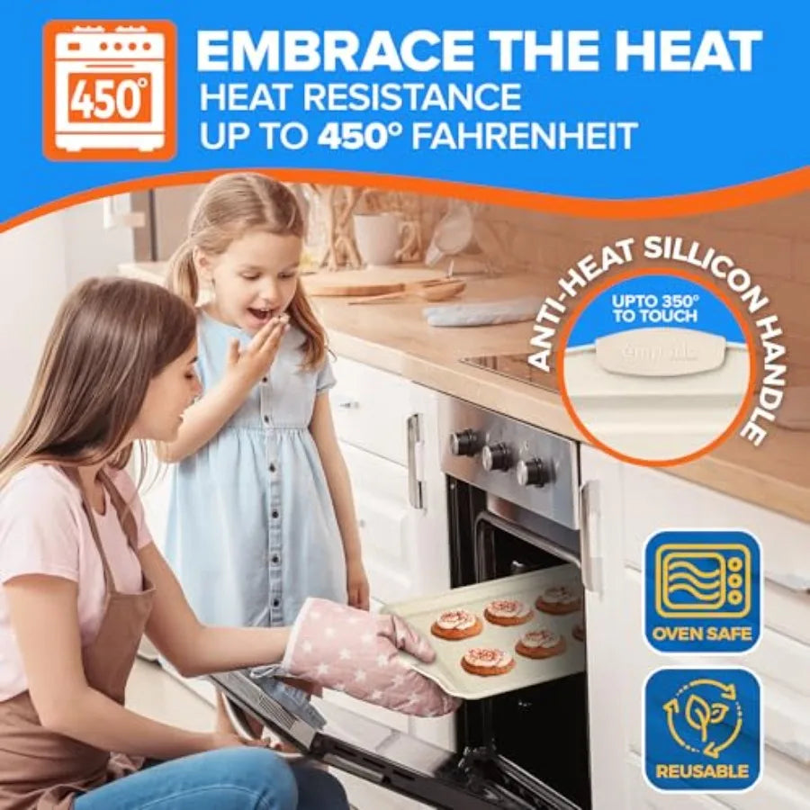 Nonstick Carbon Steel Baking Pan Set With Silicone Handle No PFOA PFOS PTFE