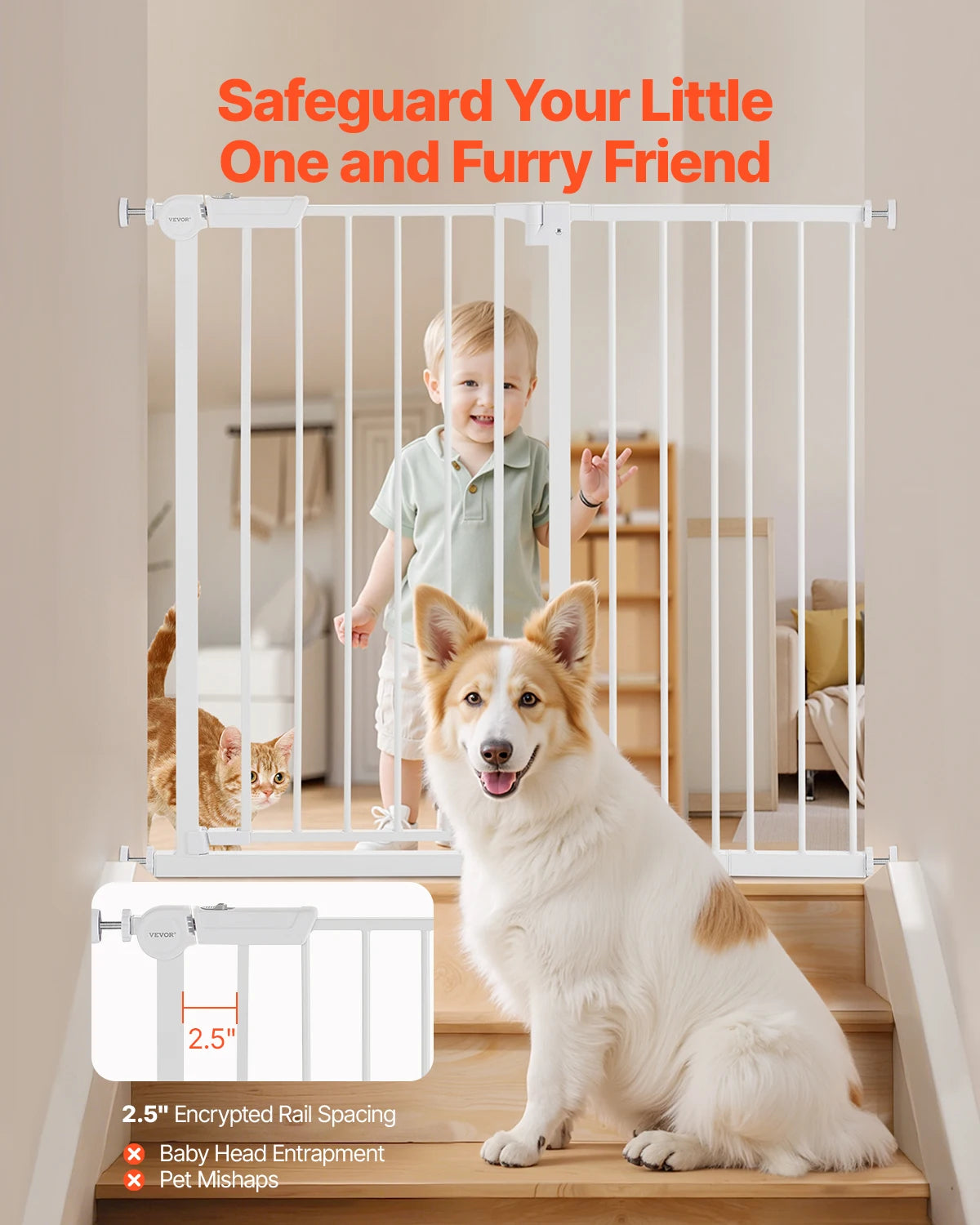SucceBuy Baby Gate Pressure Mount Walk Through For Home Doorways