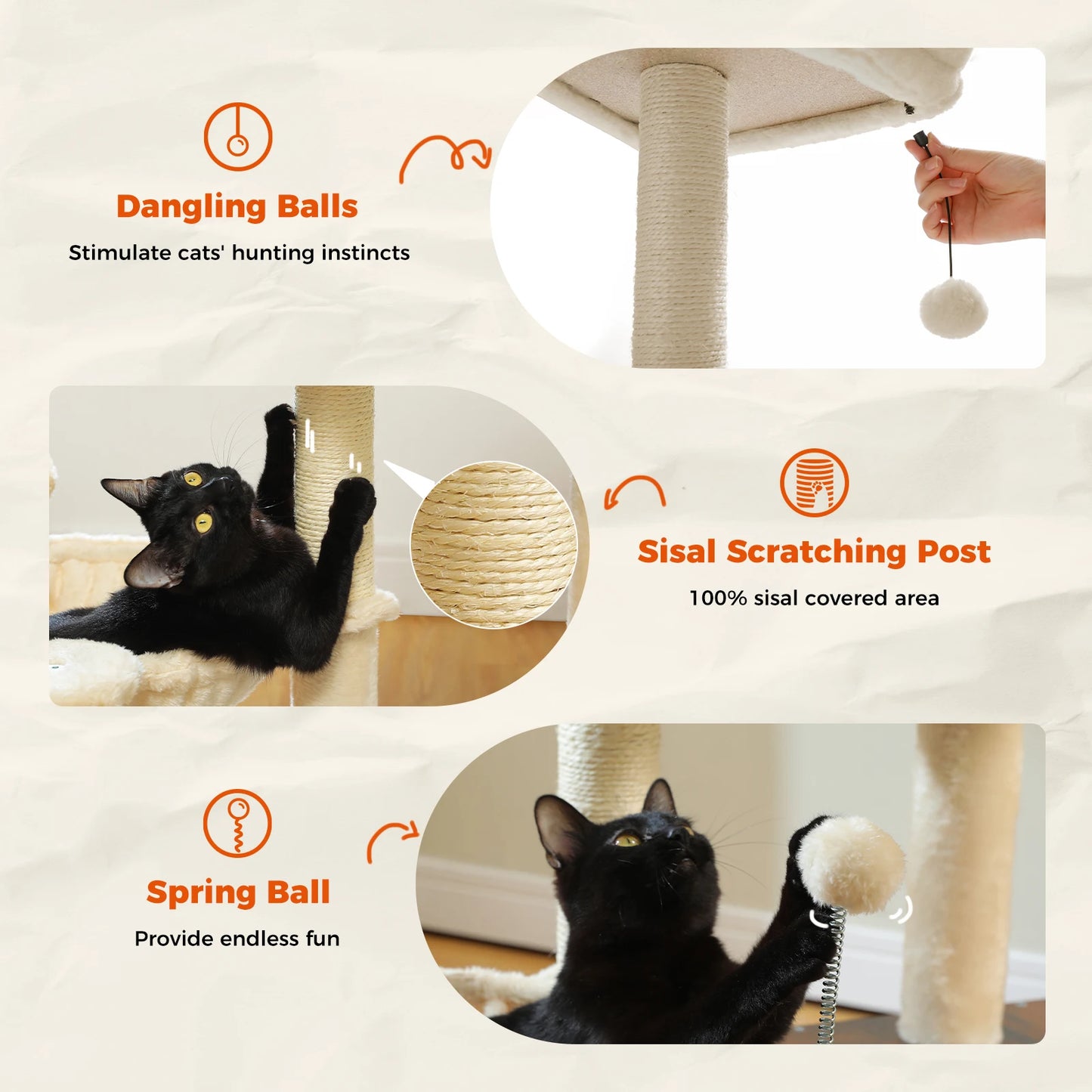 PAWZ Road Modern Cat Tree Indoor Cats Multi Level Wood Cat Tower With Cozy Condo