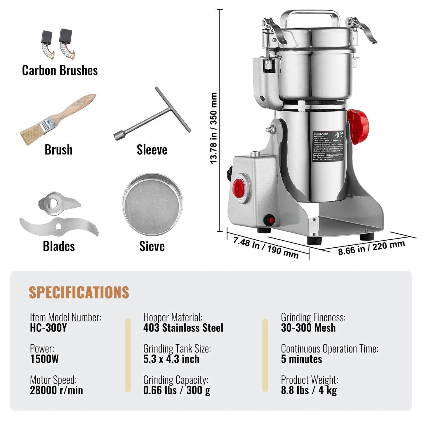 SucceBuy Electric Grain Mill Grinder For Dry Herbs And Spices
