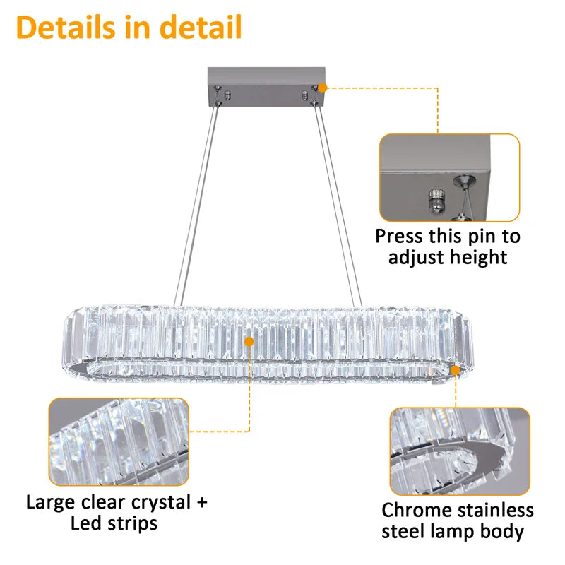 GreeLustr Modern Crystal Chandelier Dining Room Pendant Light
