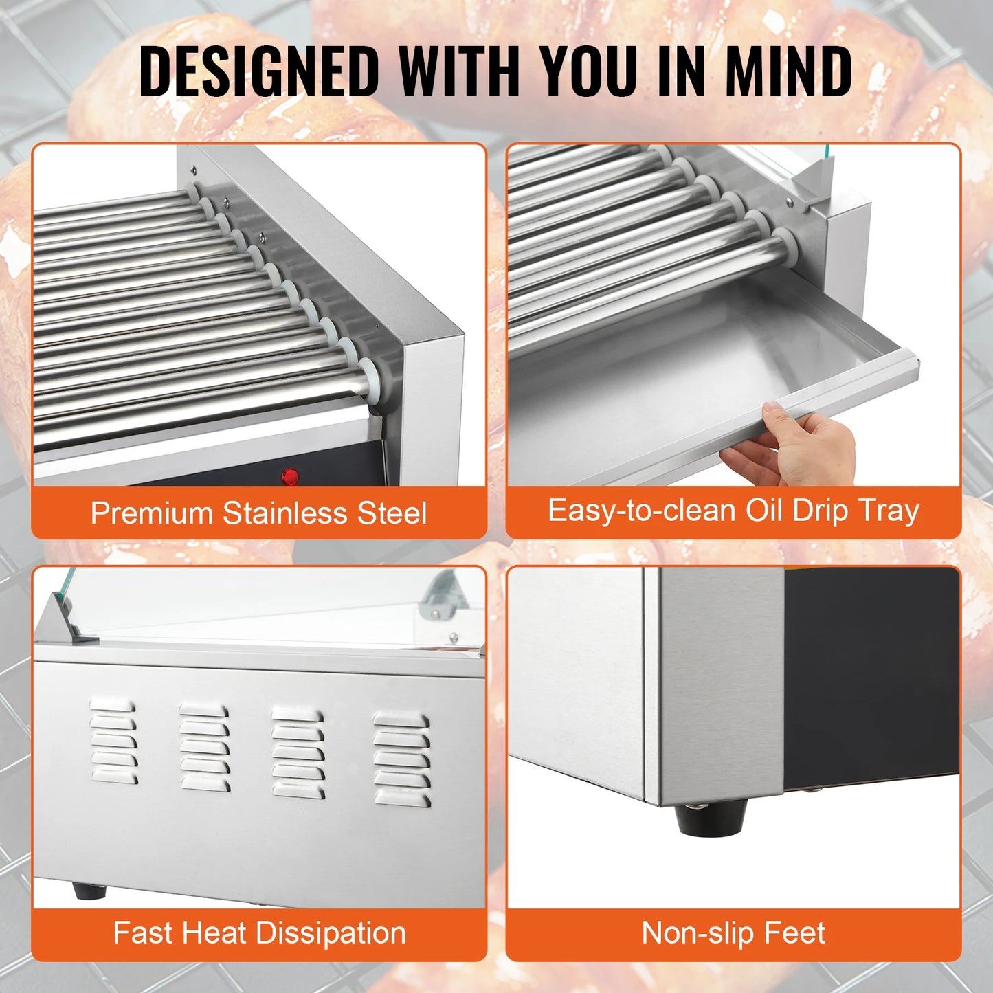 SucceBuy Commercial Electric Hot Dog Roller Sausage Maker Grill