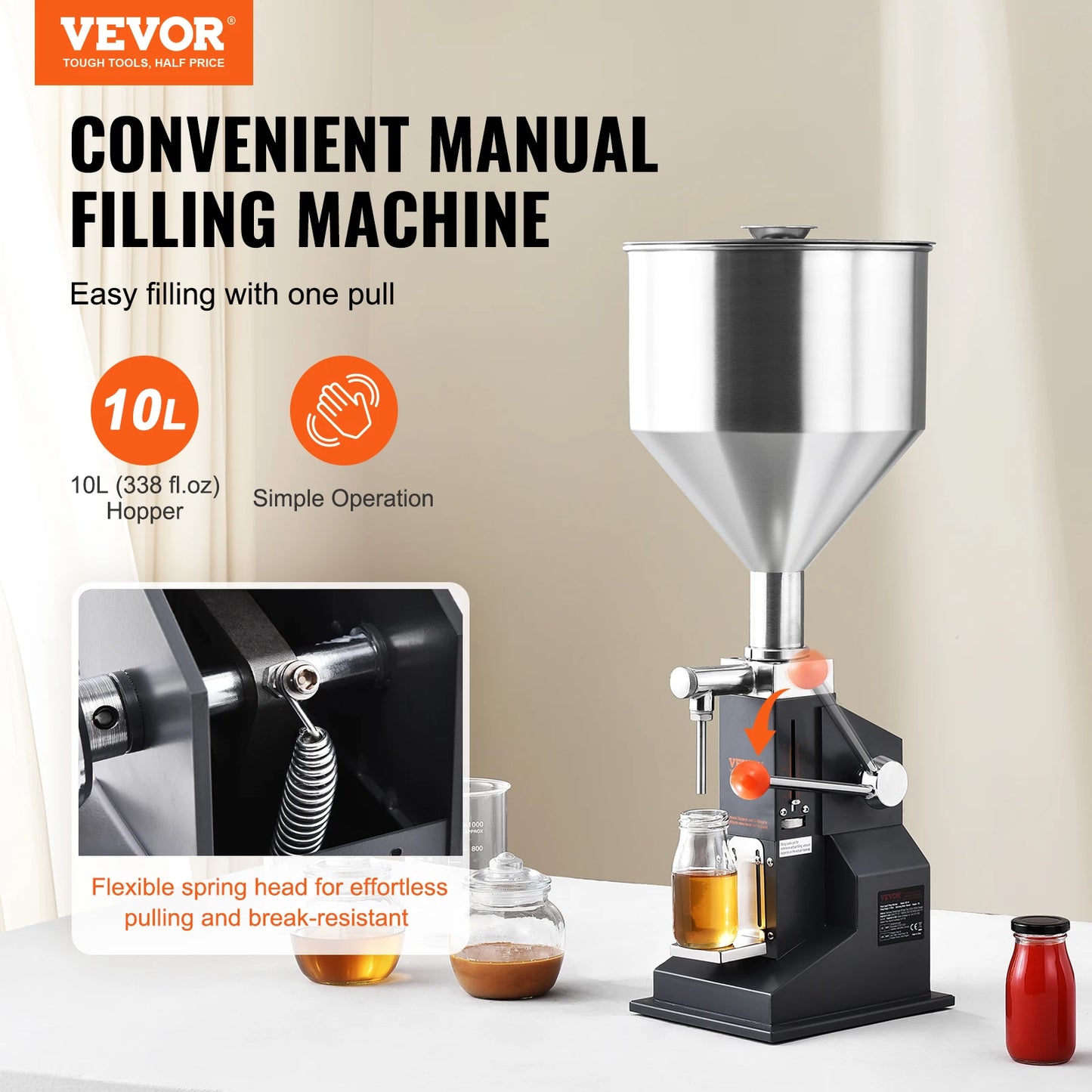 VEVOR Manual Liquid Filling Machine with Hopper 5-50ml 5-100ml