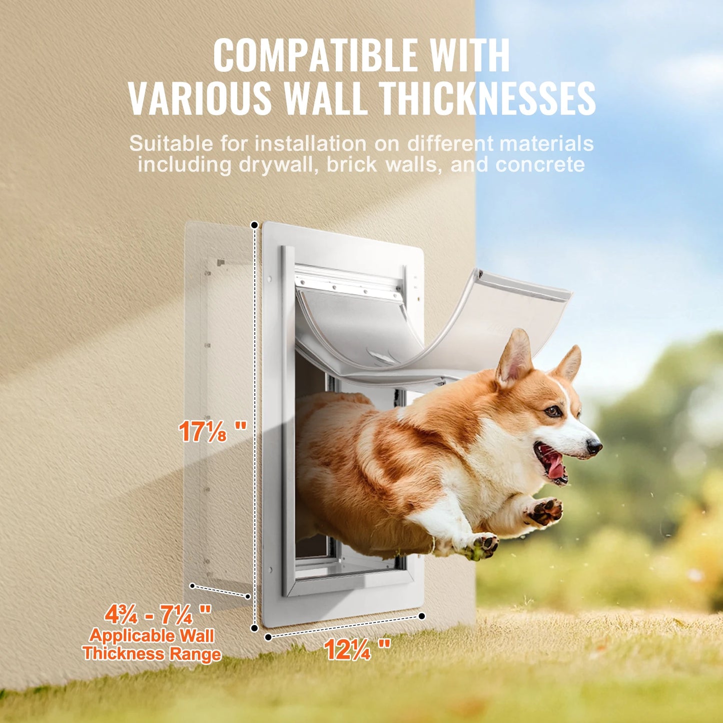 Pet Door Metal Frame With Lock And Three Flap System
