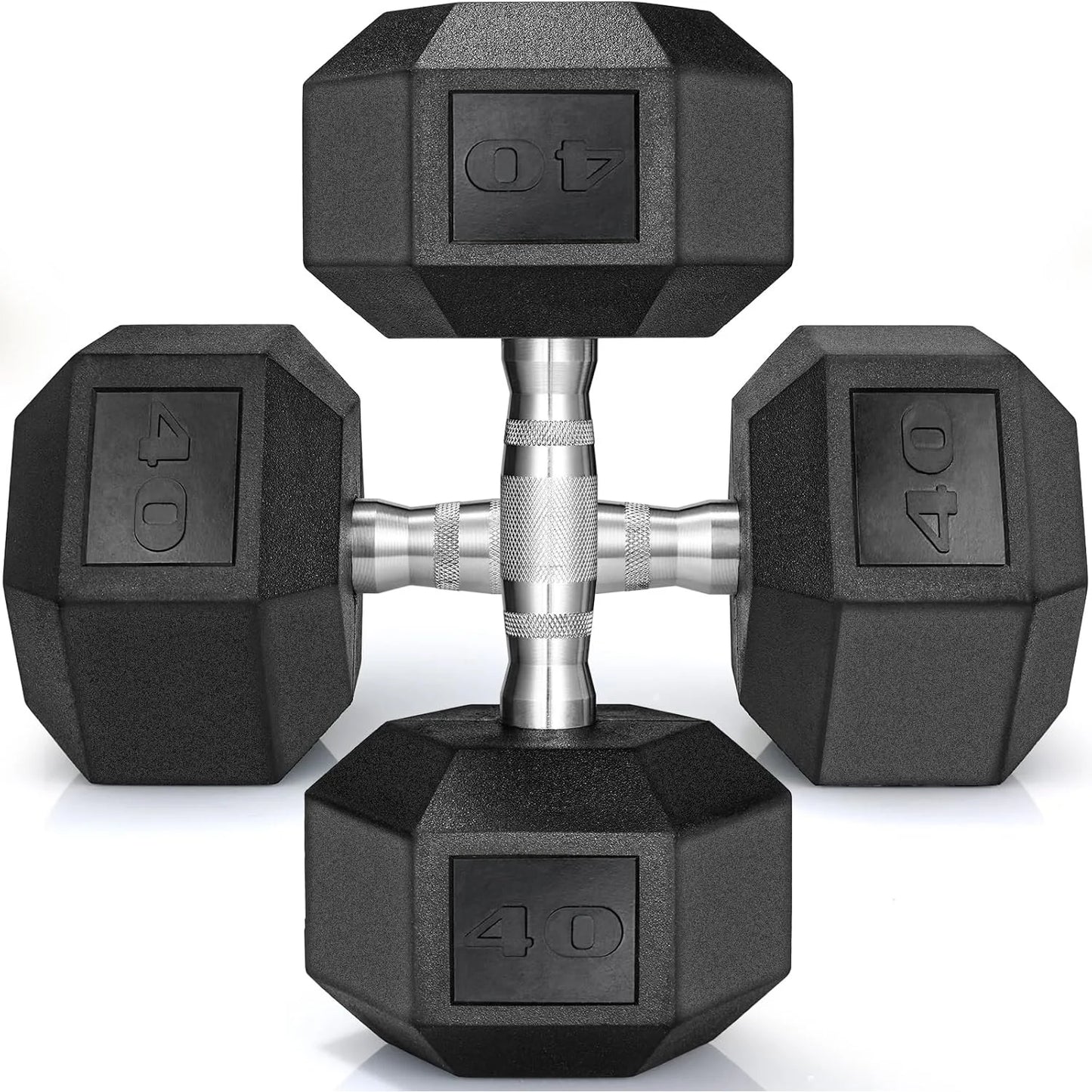 NONED Rubber Hex Dumbbell Set 30-75Lb Rubber Coated Cast Iron