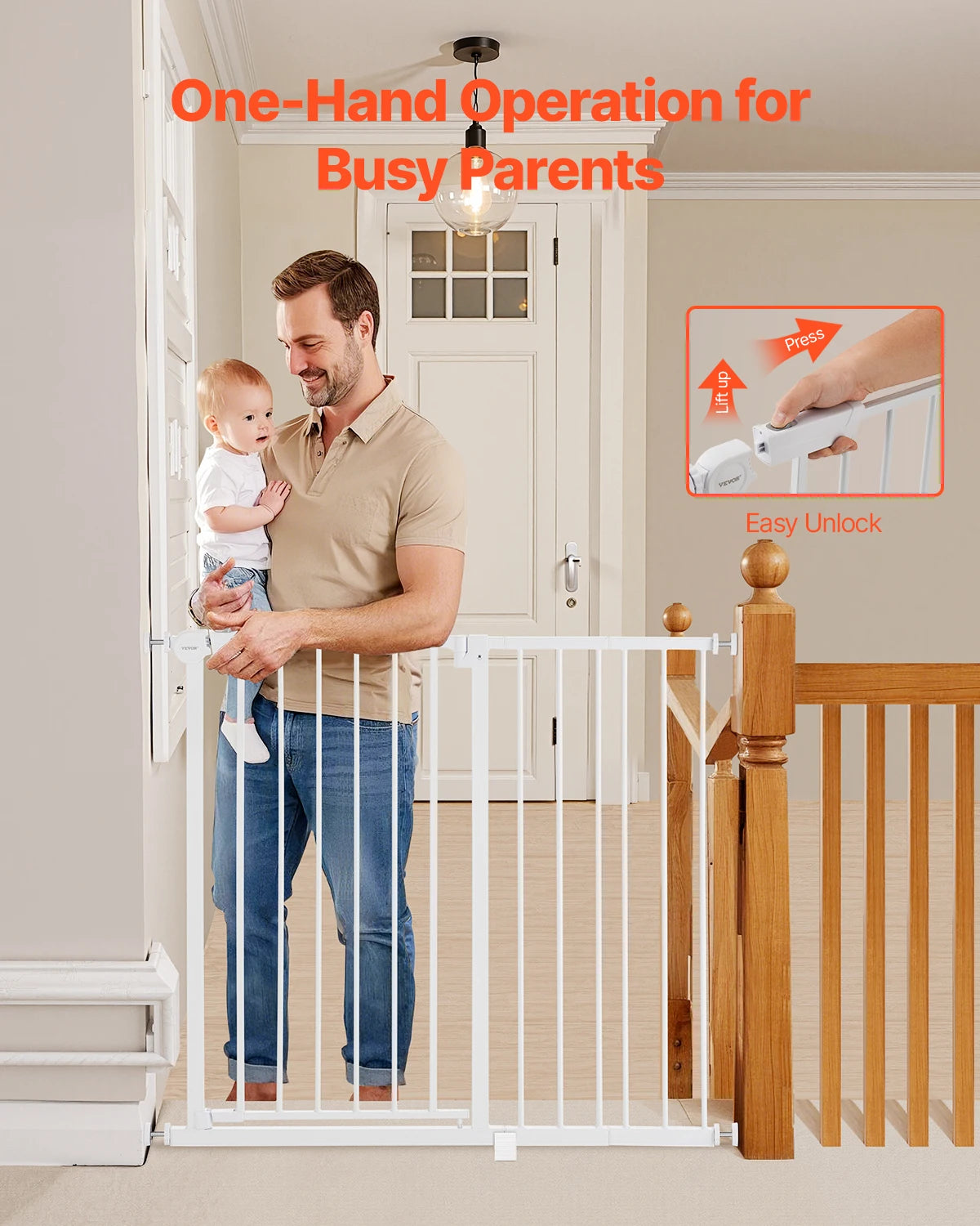 SucceBuy Baby Gate Pressure Mount Walk Through For Home Doorways