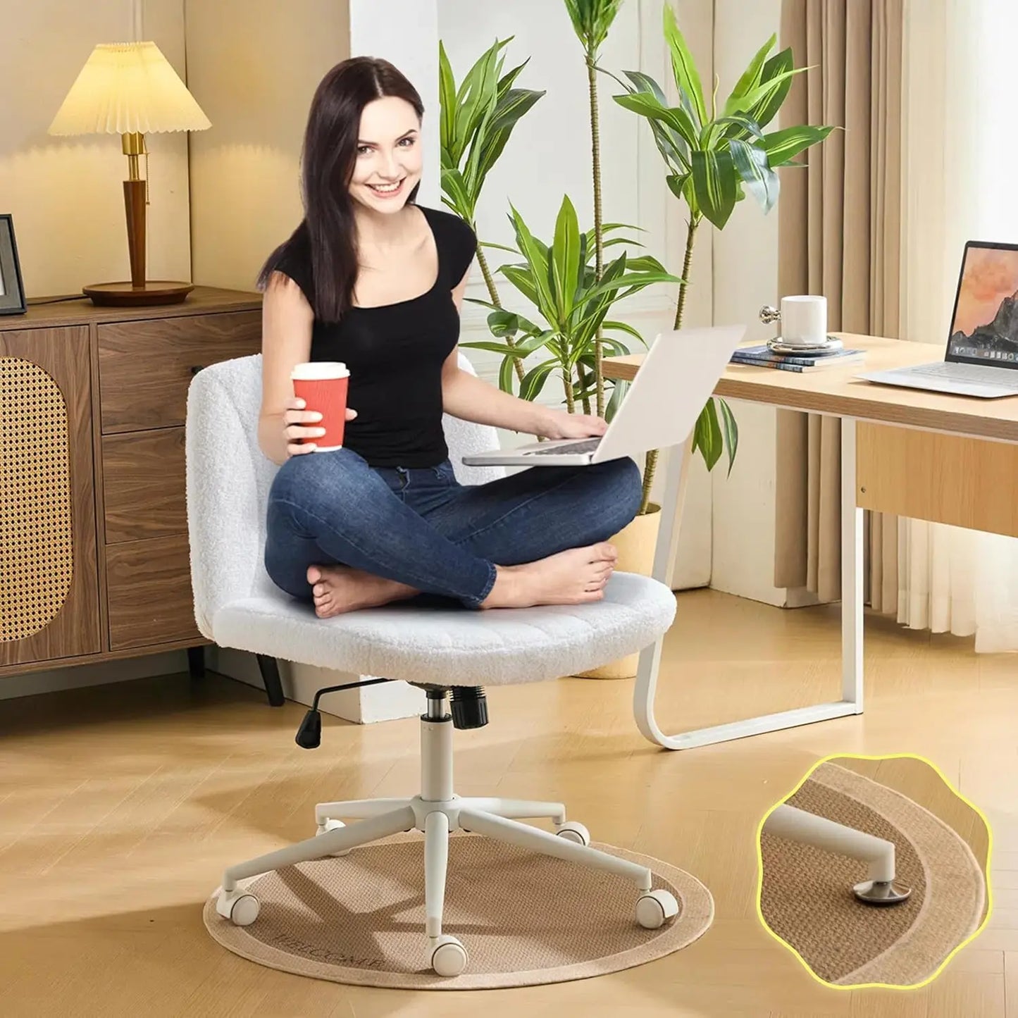 VINGLI Boucle Criss Cross Dual Use Armless Vanity Office Chair