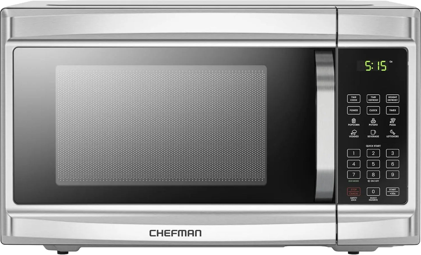 Stainless Steel Microwave 1000W Auto Menus Eco Mode Safety Lock