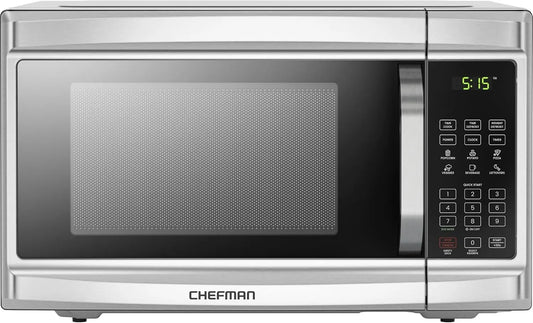 Stainless Steel Microwave 1000W Auto Menus Eco Mode Safety Lock