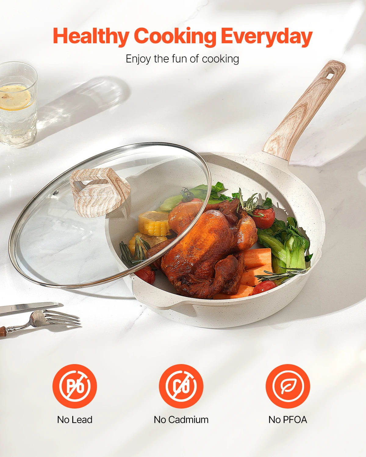 VEVOR 17 Piece Granite Nonstick Cookware Set Induction Compatible