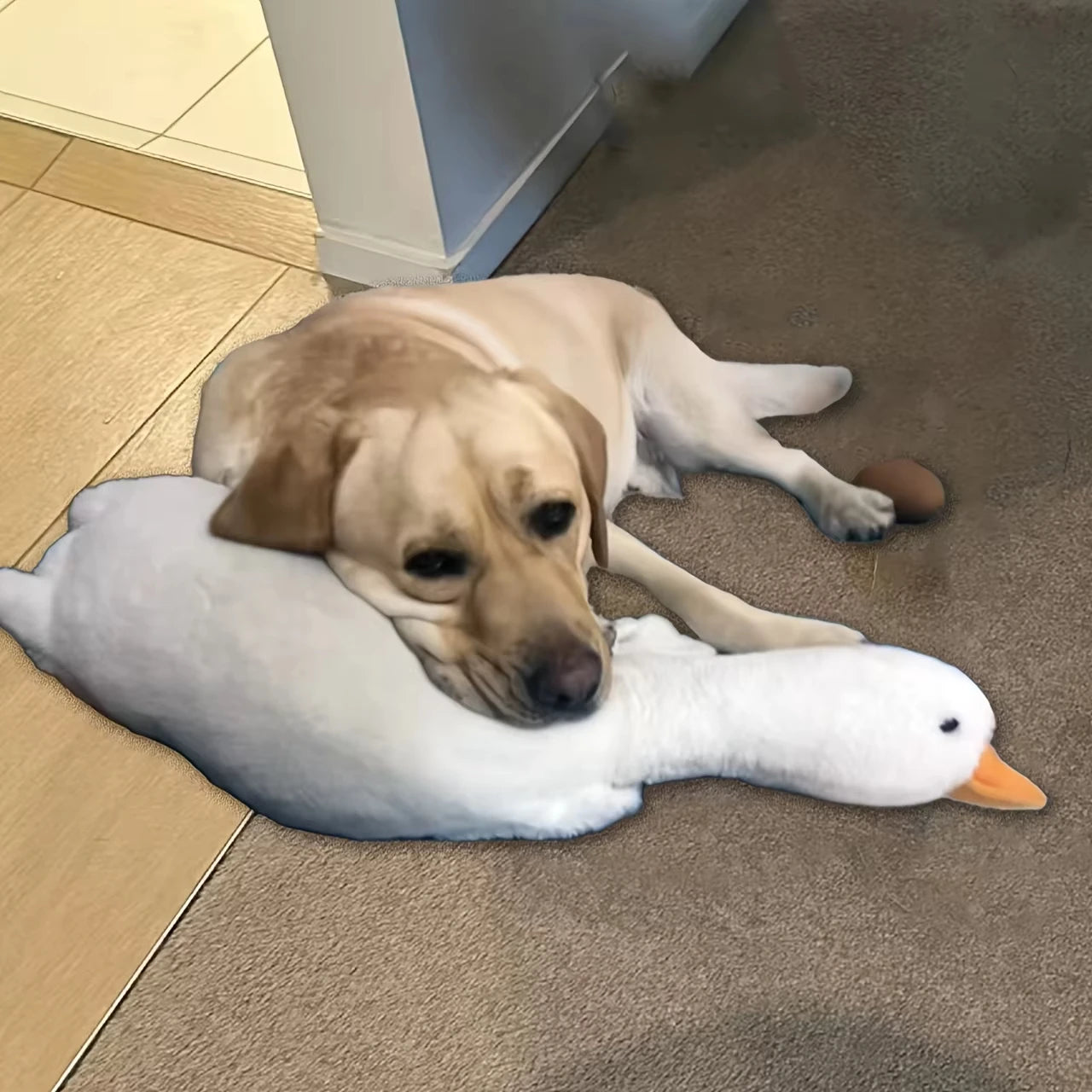 Plush Duck Dog Toy With Realistic Goose Design For Chewing